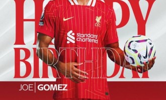 利物浦祝乔-戈麦斯28岁生日快乐，球员为红军出战241场斩获8冠